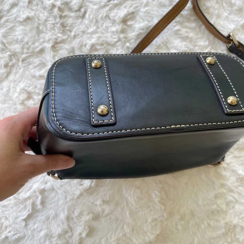 Dooney & Bourke Crossbody Bag Small Black Leather Domed Purse Classic Luxury